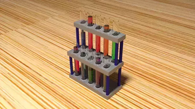 test tube rack with test tubes 3D model