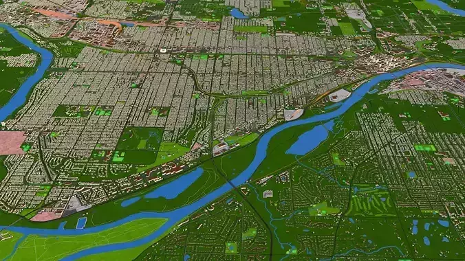 City Saint Paul Ramsey County Minnesota USA October 2020 Low-poly 3D model