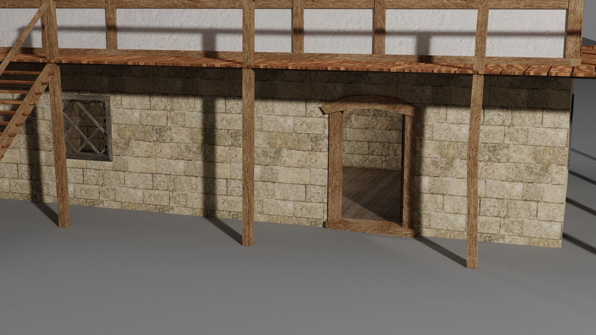 Medieval house Free low-poly 3D model_2