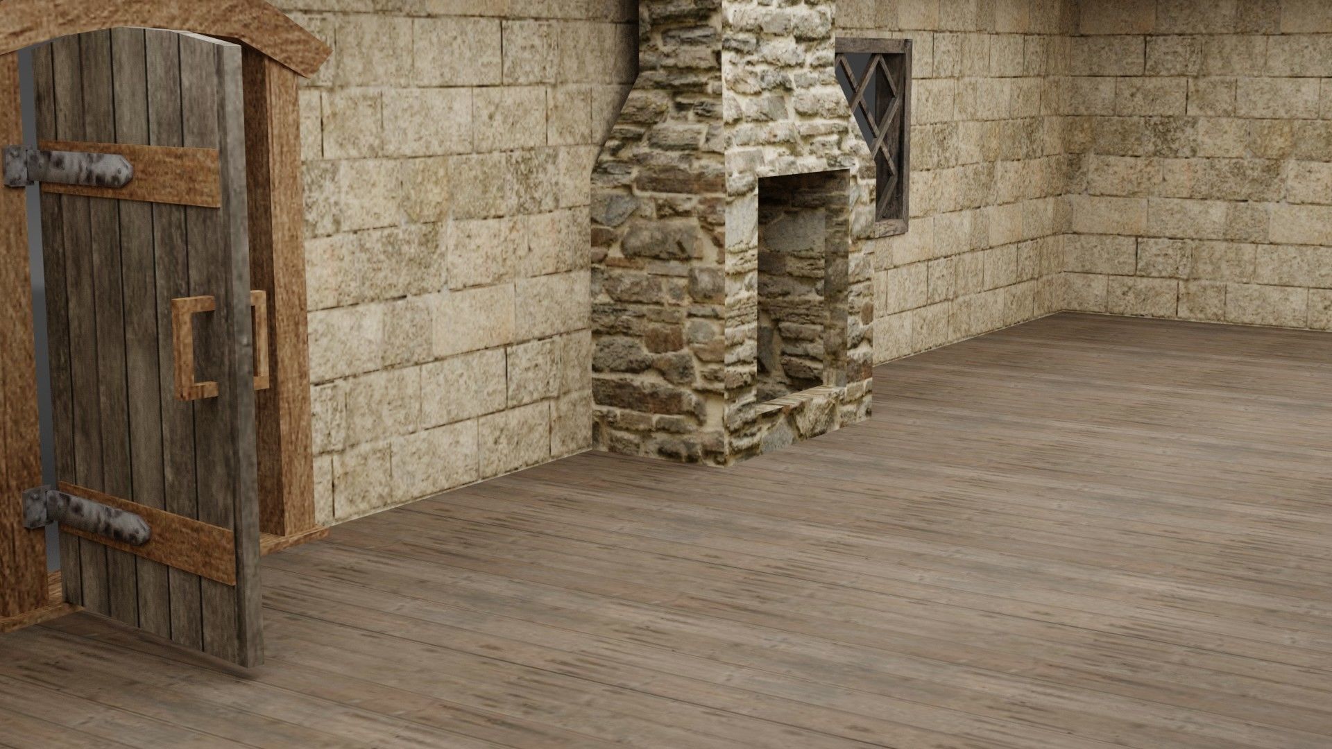 Medieval house Free low-poly 3D model_4