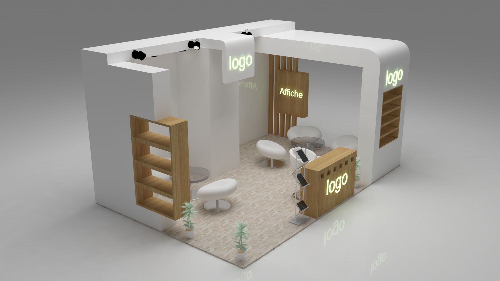 stand 5 exhibition with logo 3D model_2