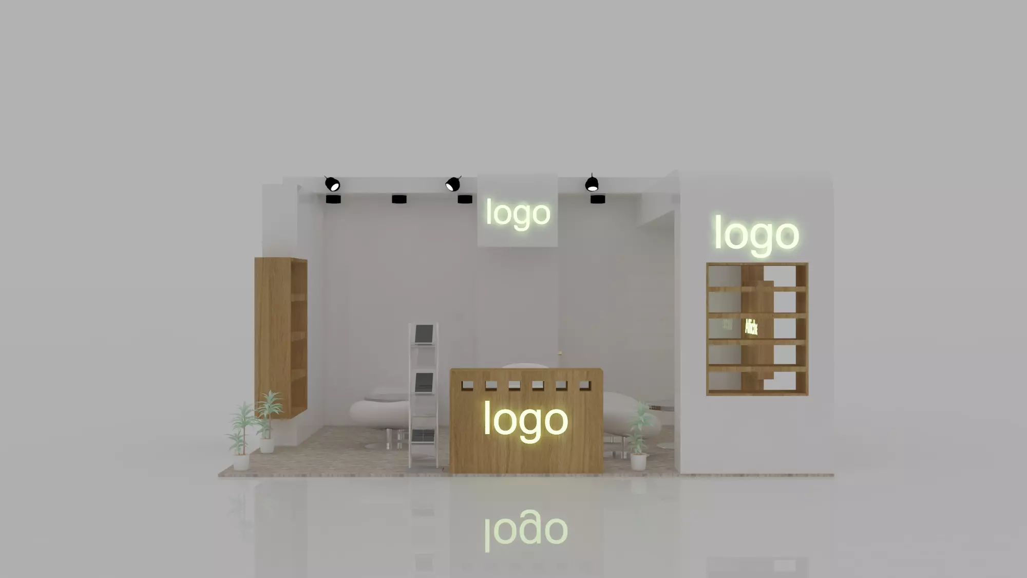 stand 5 exhibition with logo 3D model_0