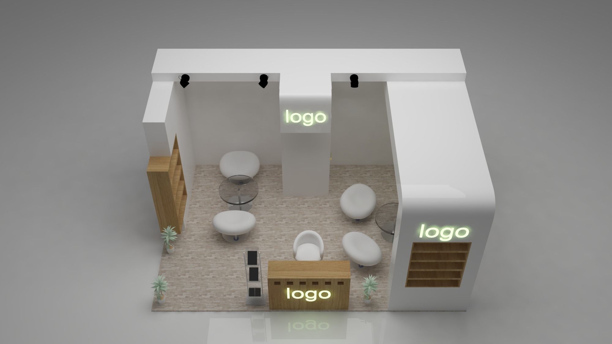 stand 5 exhibition with logo 3D model_3
