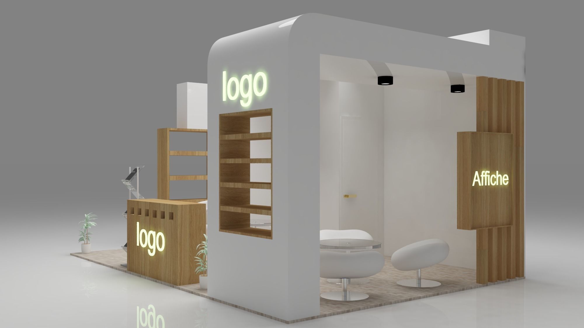 stand 5 exhibition with logo 3D model_1