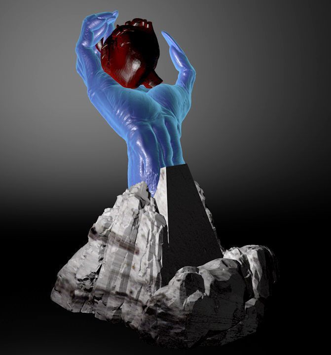 Heart in its claws 3D print model_3