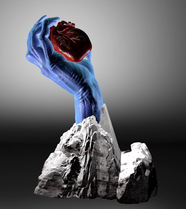 Heart in its claws 3D print model_4