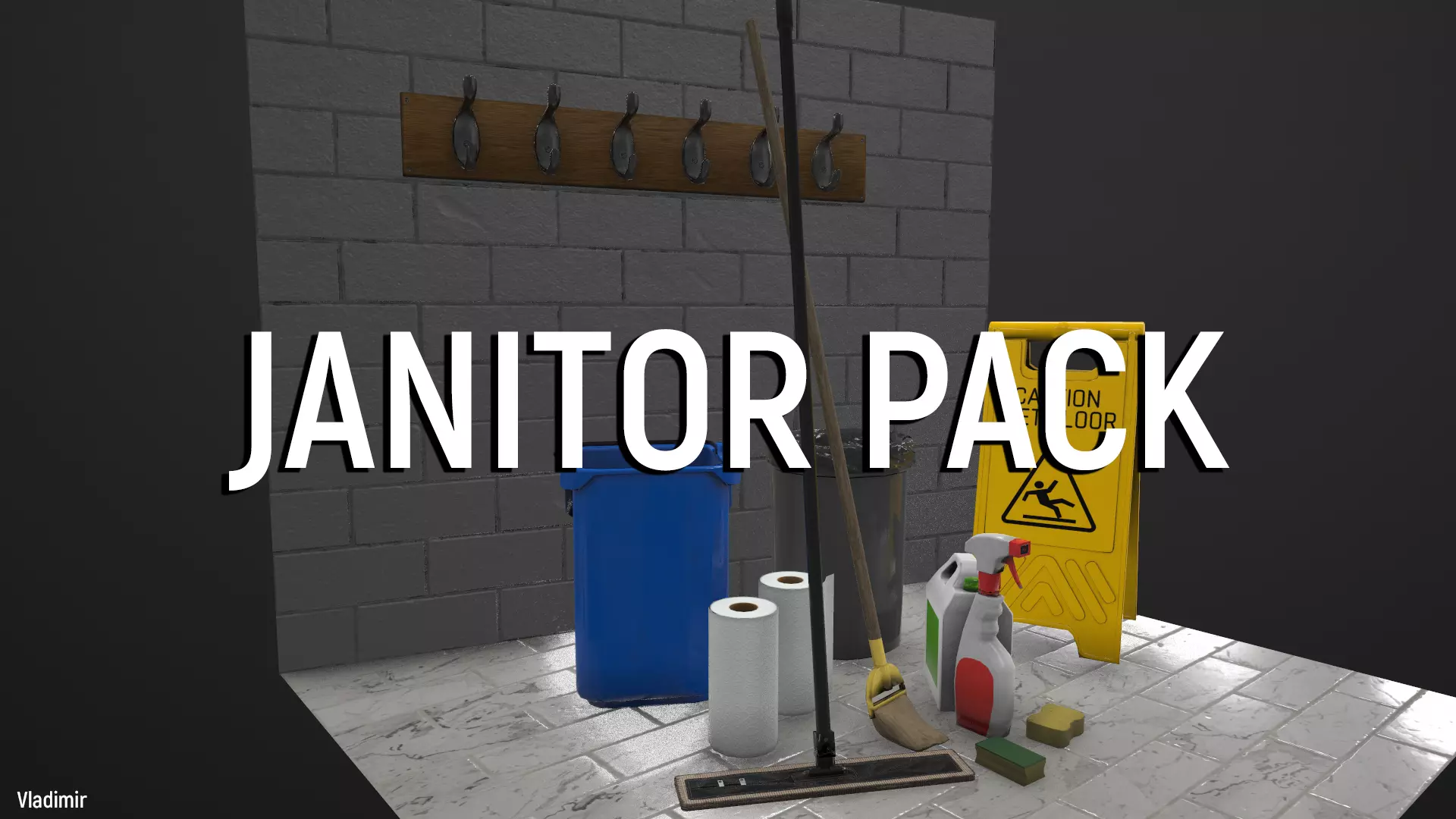 GAME READY Janitor pack Low-poly 3D model_0