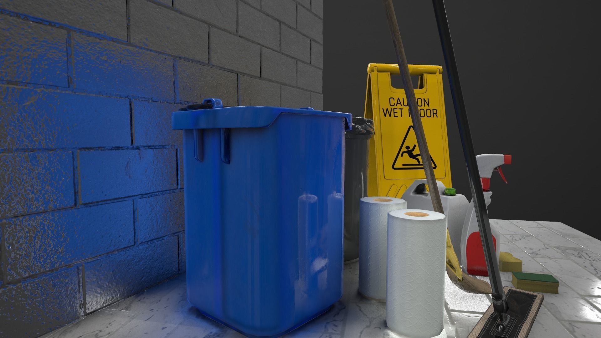 GAME READY Janitor pack Low-poly 3D model_2