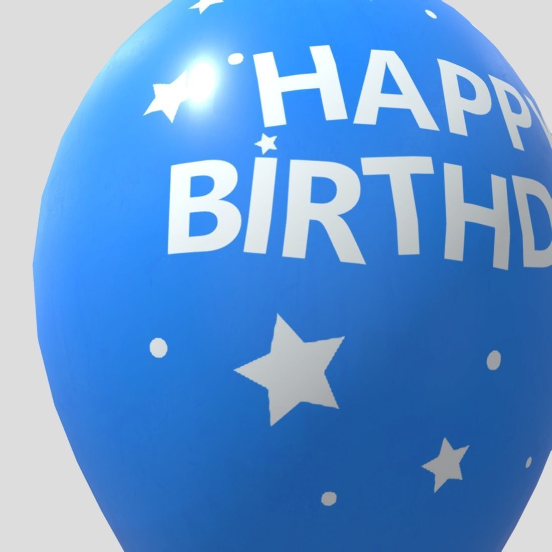 Balloon 3 with happy birthday written Low-poly 3D model_12