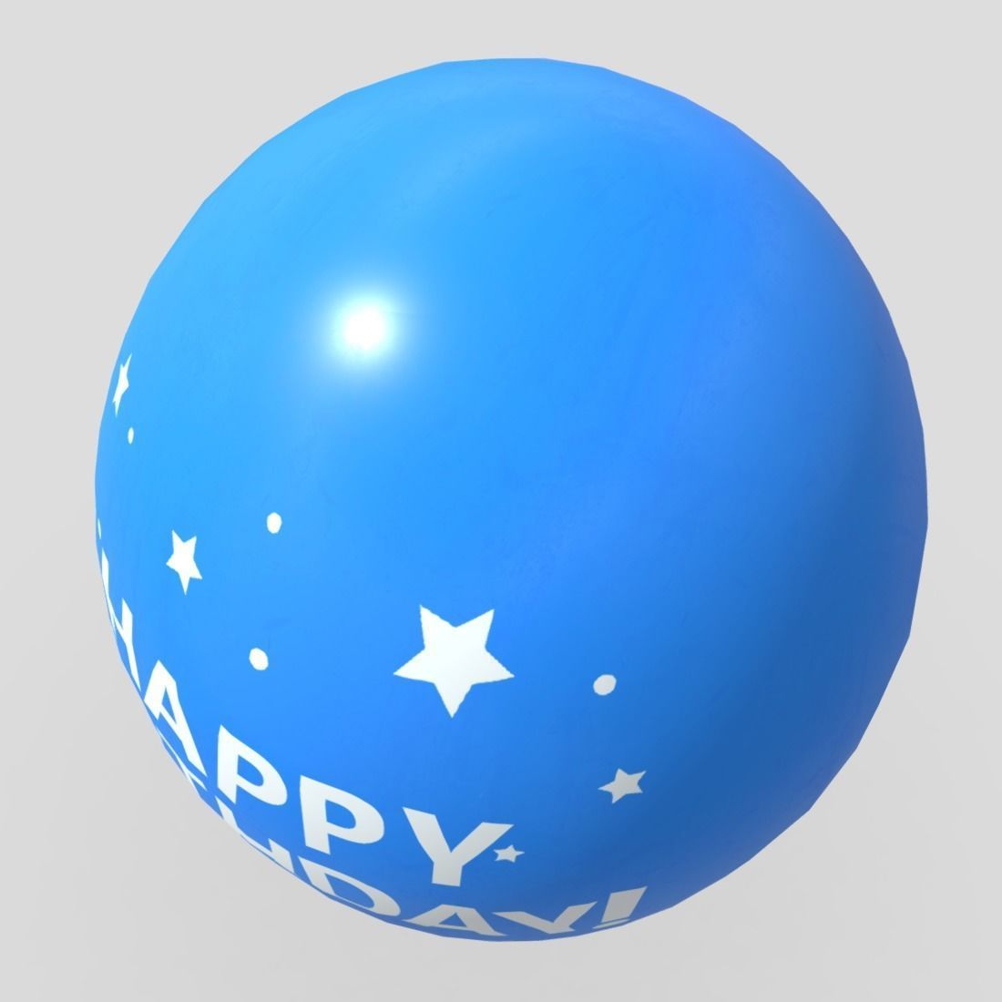 Balloon 3 with happy birthday written Low-poly 3D model_6