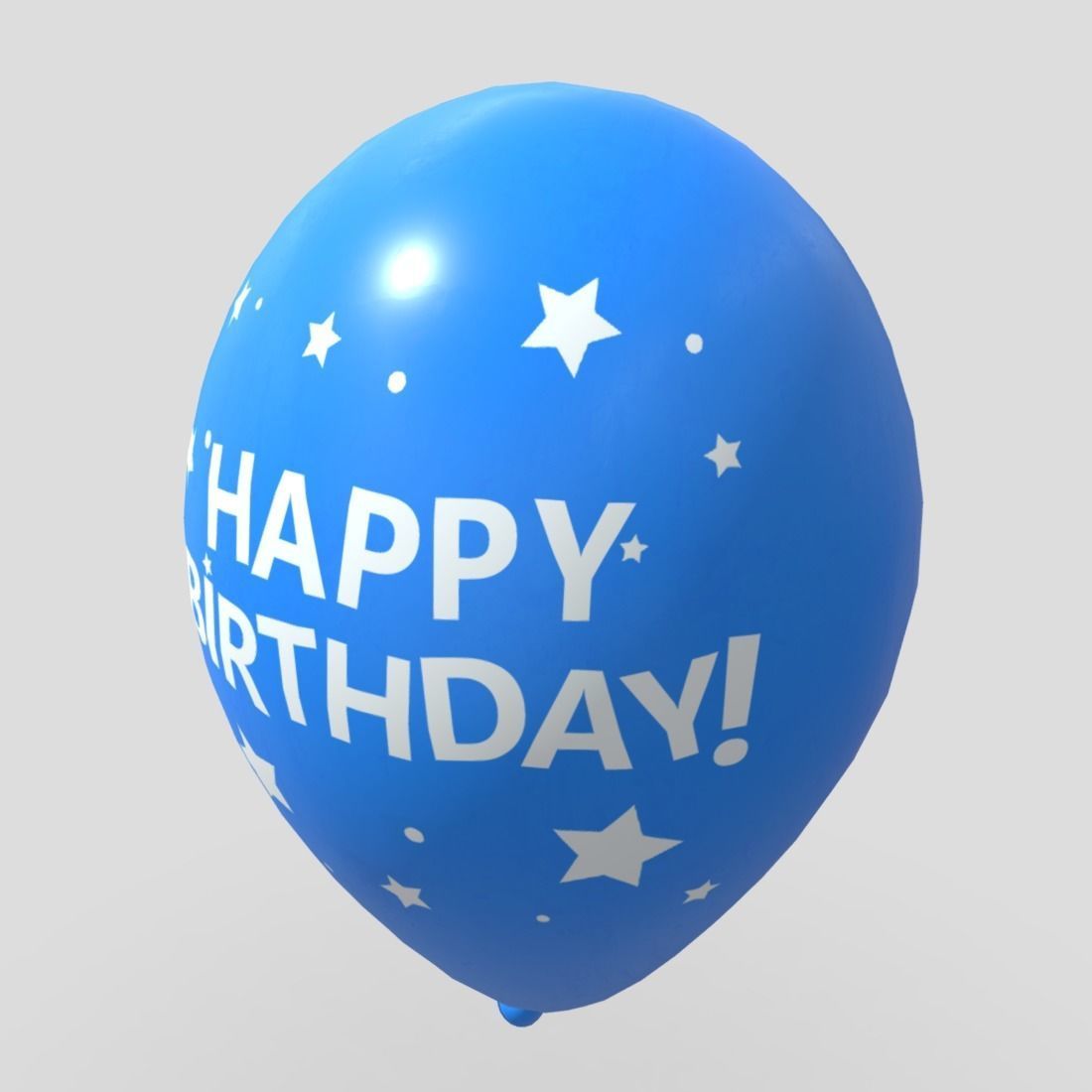 Balloon 3 with happy birthday written Low-poly 3D model_4
