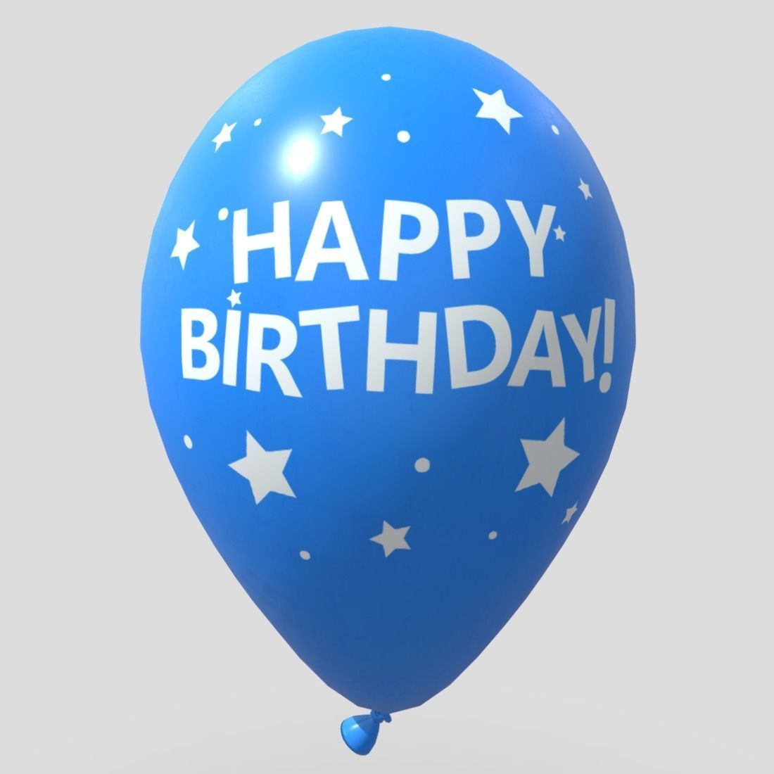 Balloon 3 with happy birthday written Low-poly 3D model_2