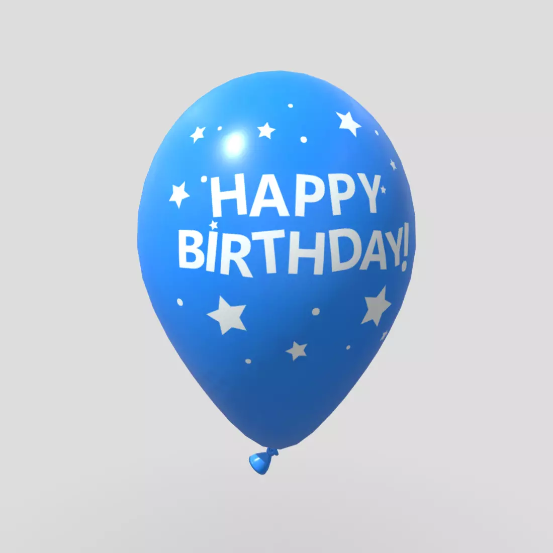 Balloon 3 with happy birthday written Low-poly 3D model_0