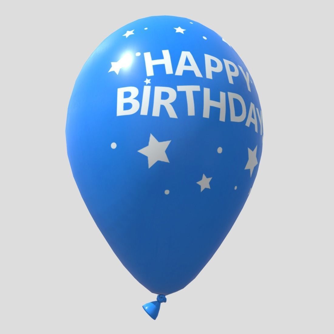 Balloon 3 with happy birthday written Low-poly 3D model_10