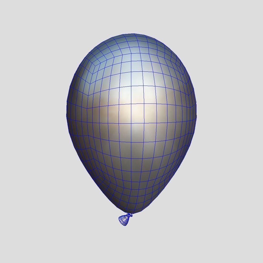 Balloon 3 with happy birthday written Low-poly 3D model_1