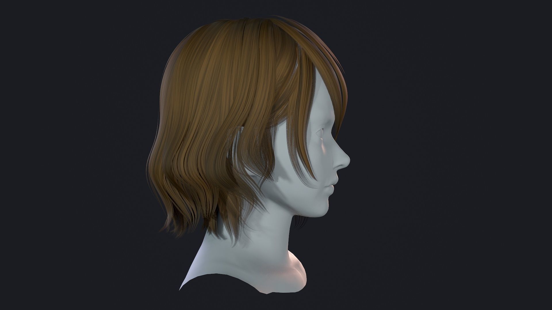 Character - Real Time Female Short Hair 01 Low-poly 3D model_4