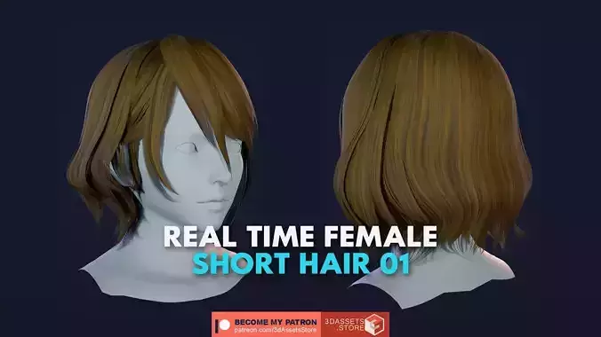 Character - Real Time Female Short Hair 01 Low-poly 3D model