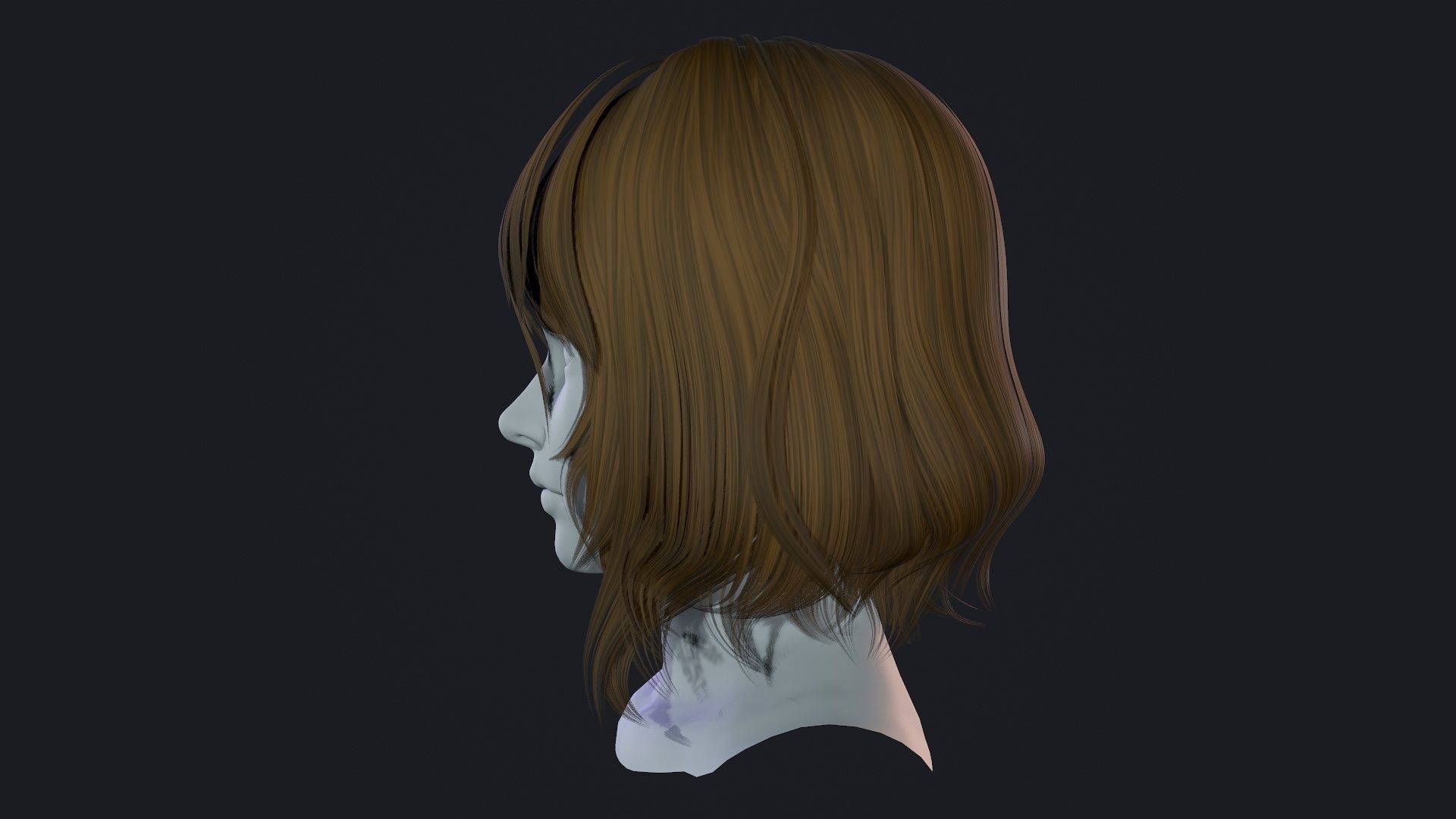 Character - Real Time Female Short Hair 01 Low-poly 3D model_8