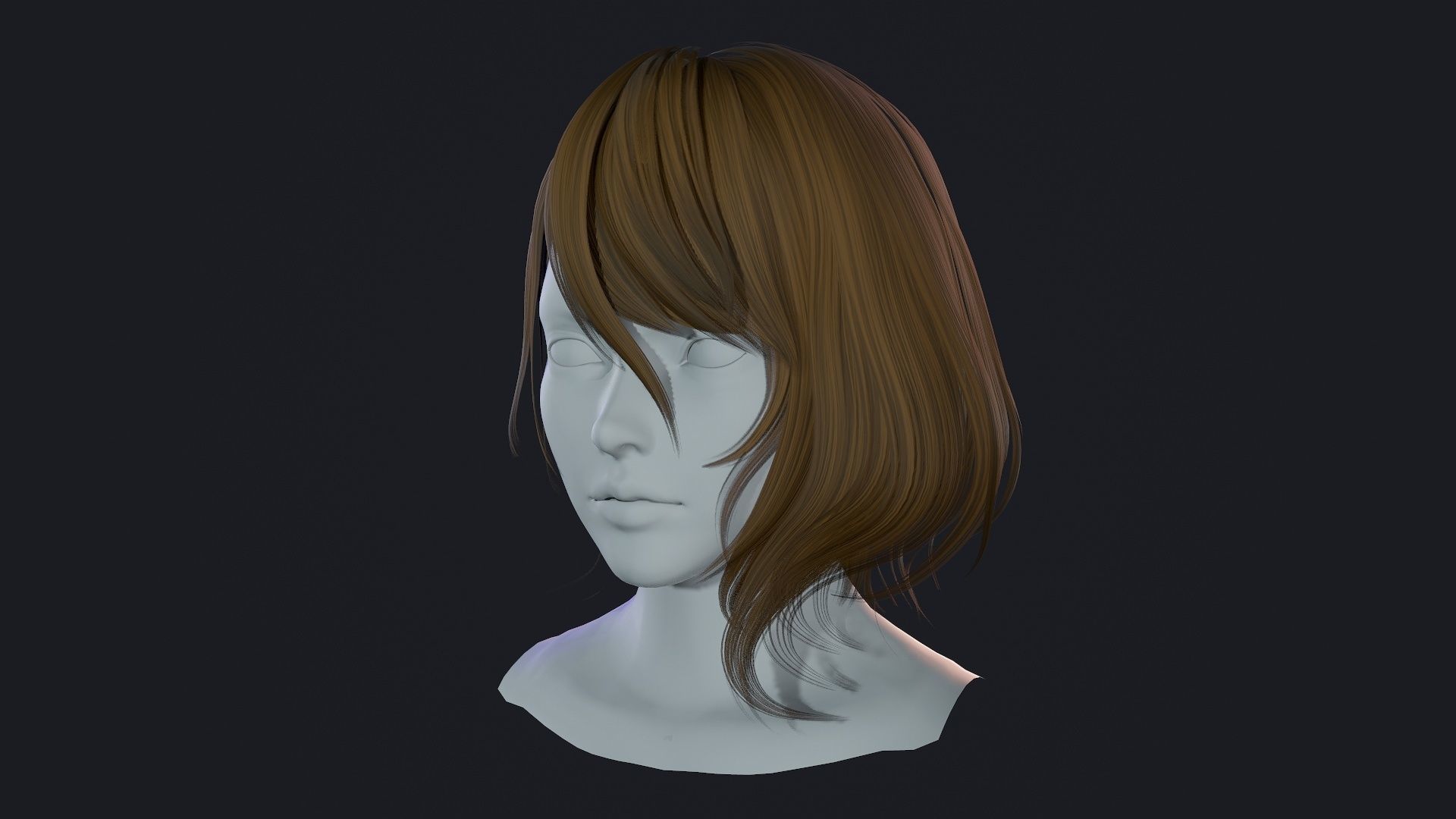 Character - Real Time Female Short Hair 01 Low-poly 3D model_9