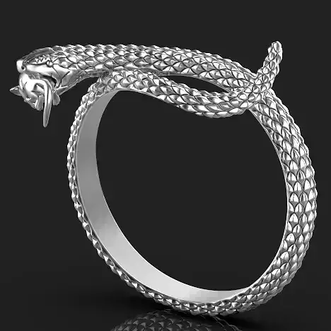 Snake hunting mouse Silver Gold  Print