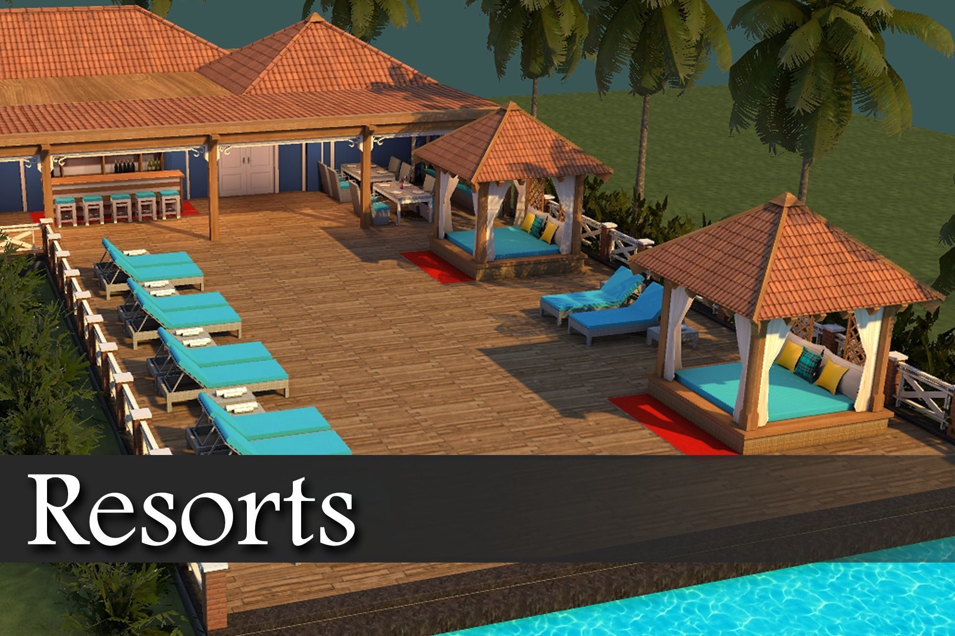 beach resort Low-poly 3D model_13