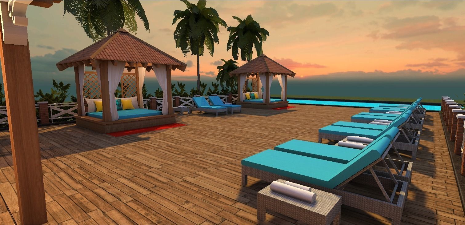 beach resort Low-poly 3D model_10