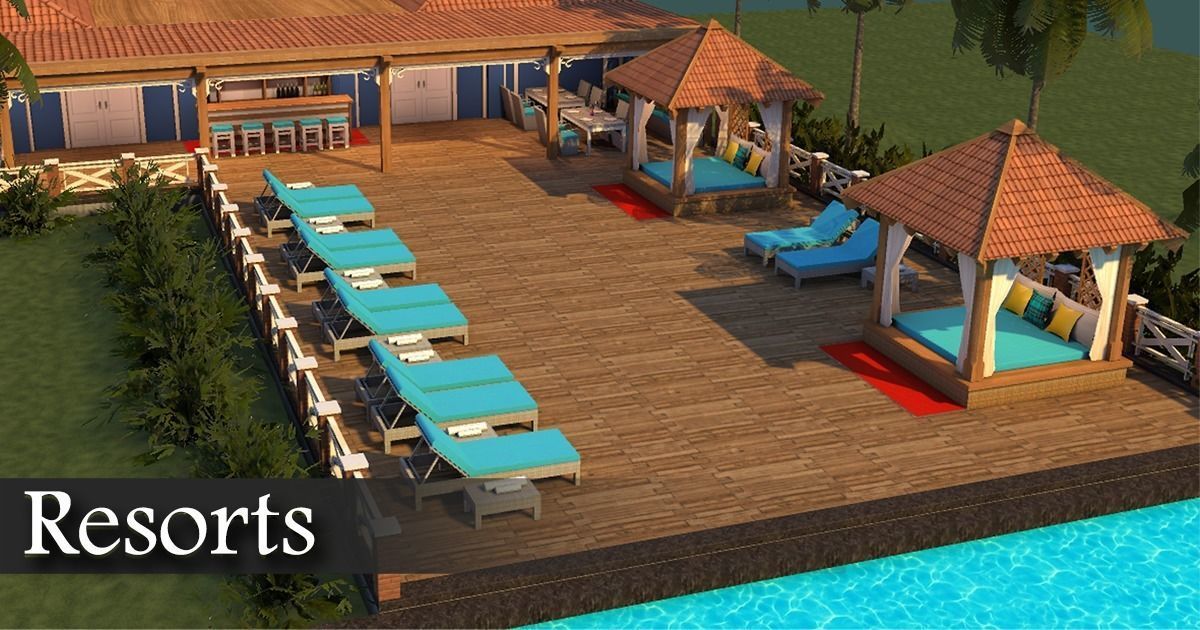 beach resort Low-poly 3D model_14