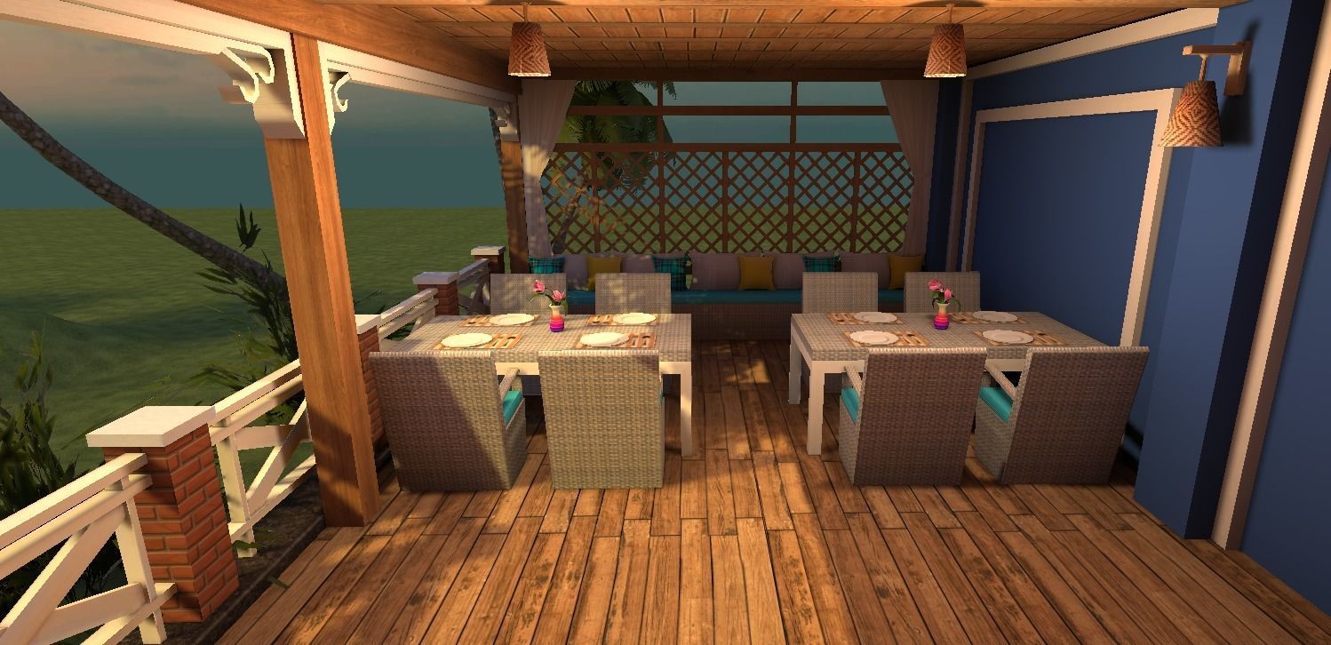 beach resort Low-poly 3D model_8