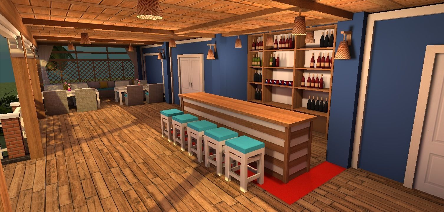 beach resort Low-poly 3D model_7