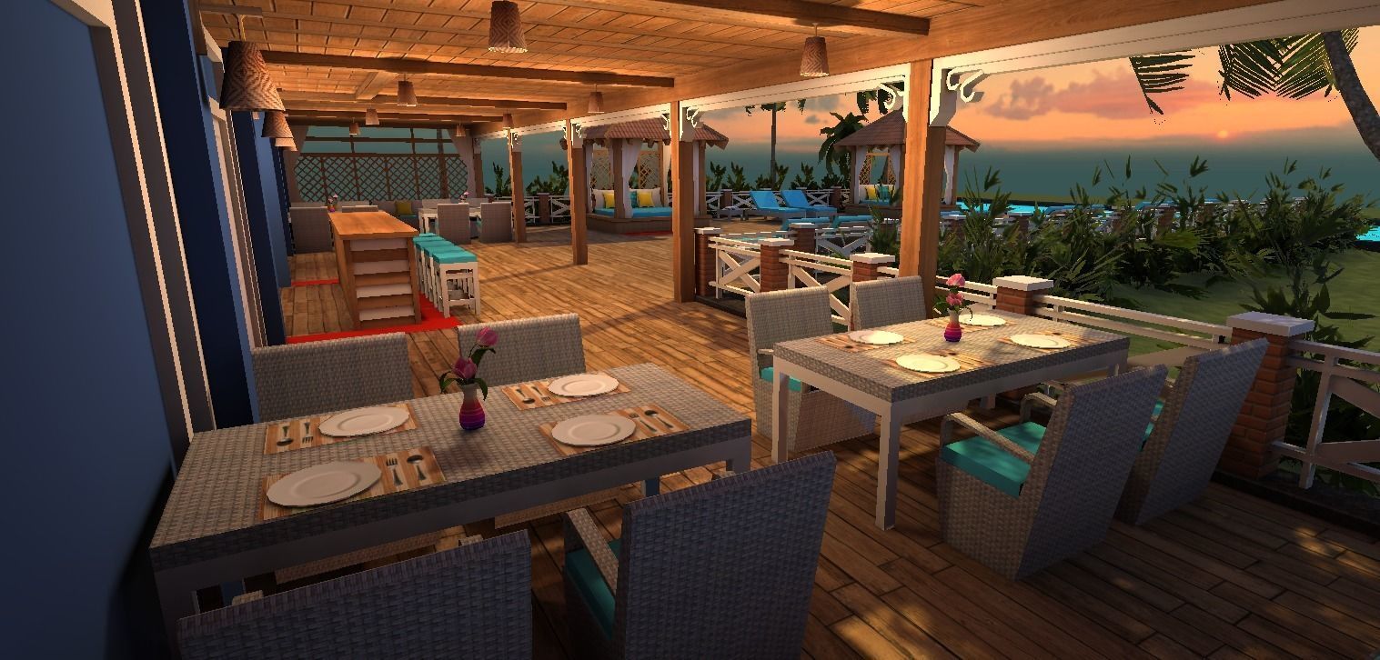 beach resort Low-poly 3D model_9