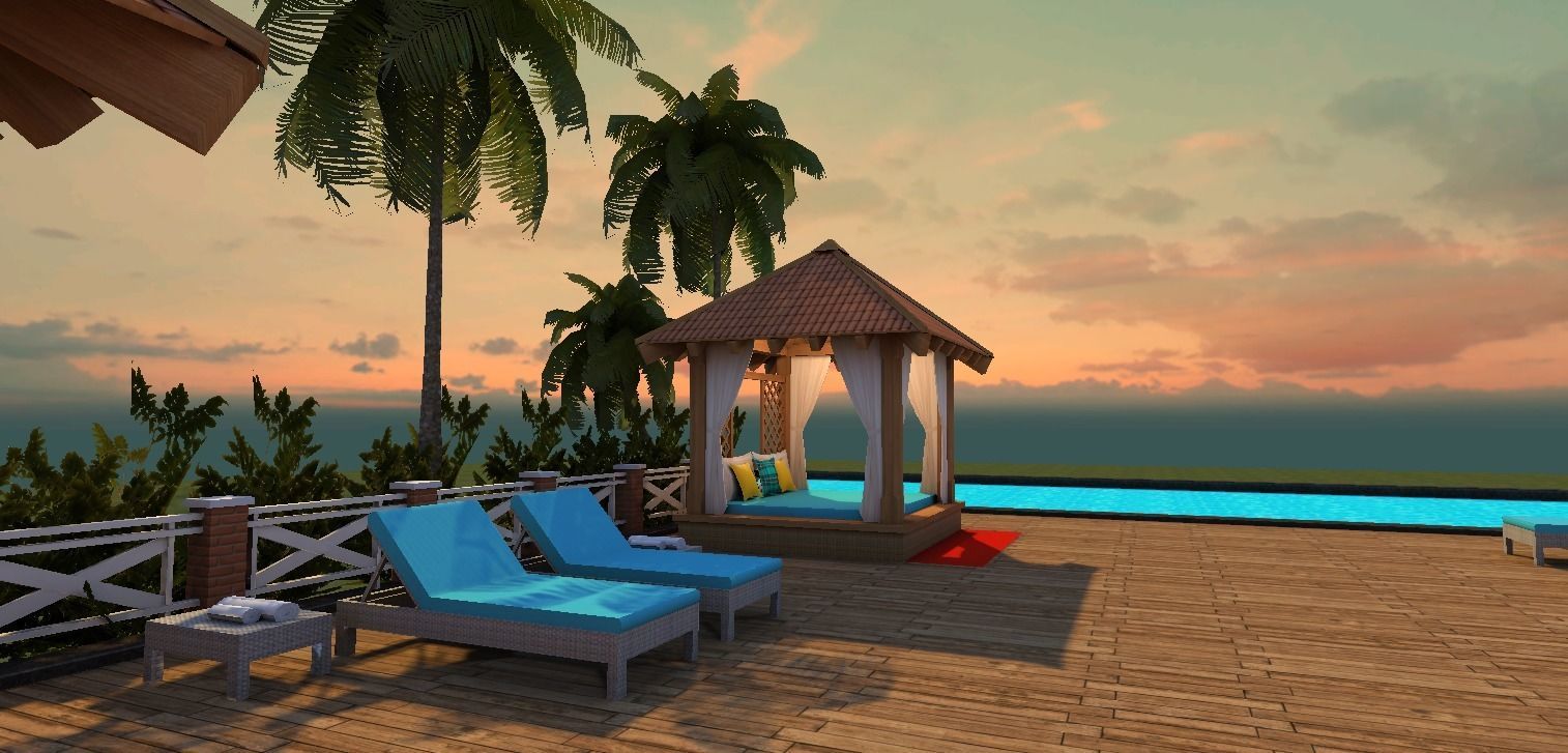 beach resort Low-poly 3D model_4