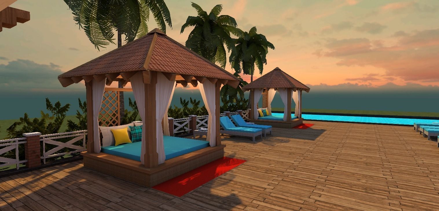 beach resort Low-poly 3D model_11