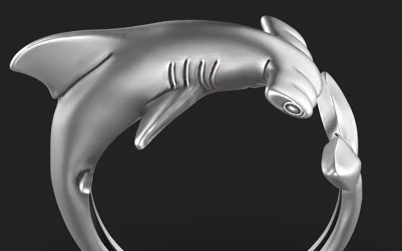 Hammerhead shark ring Silver Gold  Print 3D print model_0