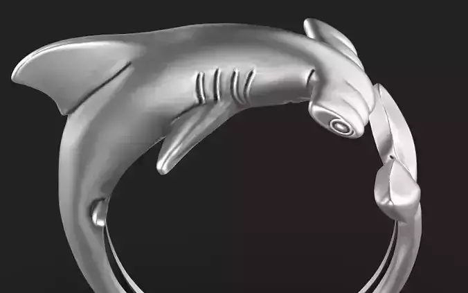 Hammerhead shark ring Silver Gold  Print 3D print model