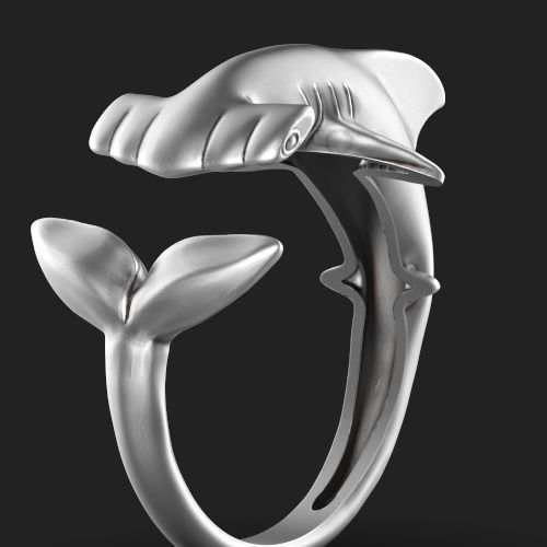 Hammerhead shark ring Silver Gold  Print 3D print model_3
