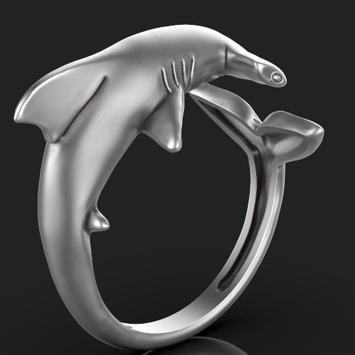 Hammerhead shark ring Silver Gold  Print 3D print model_1