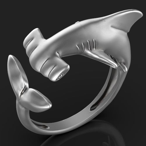 Hammerhead shark ring Silver Gold  Print 3D print model_2
