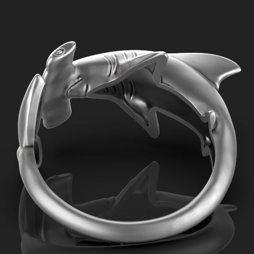 Hammerhead shark ring Silver Gold  Print 3D print model_4