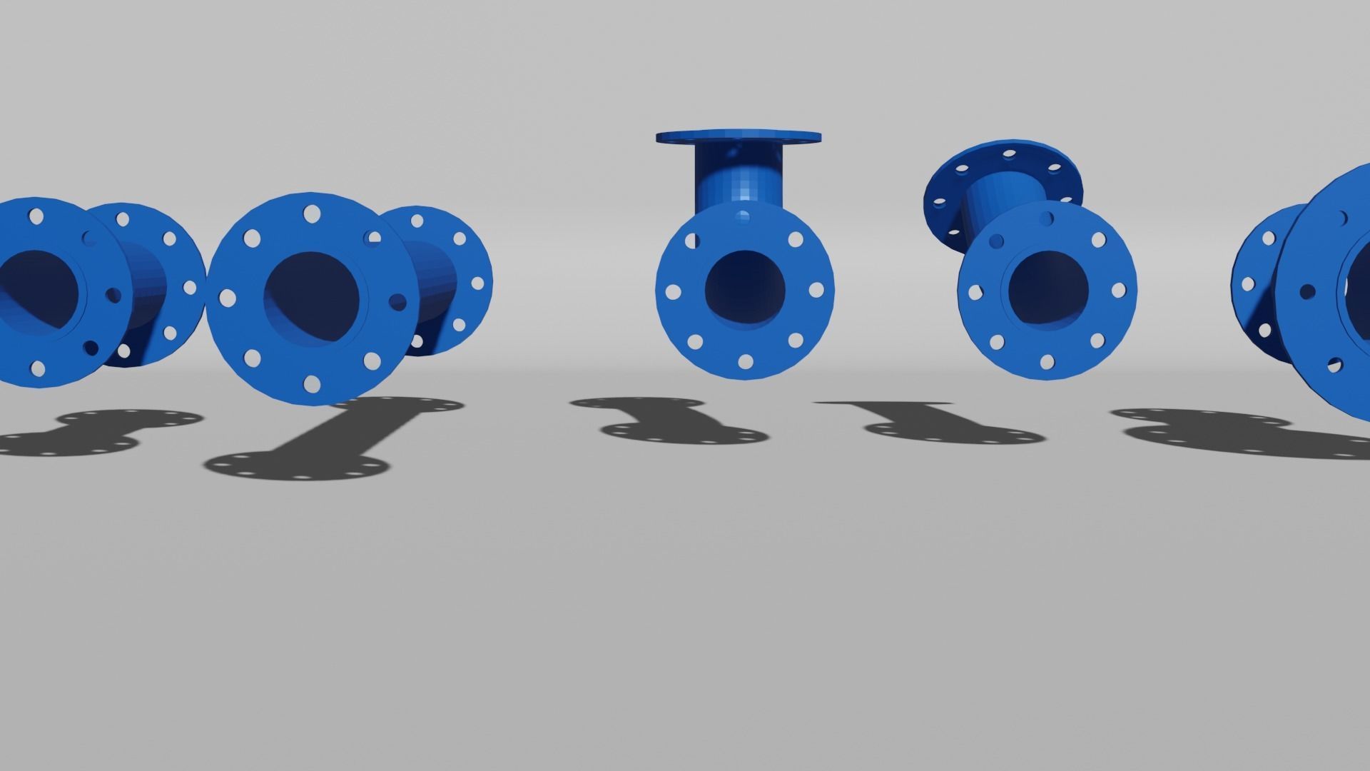 Water pipes and fittings Low-poly 3D model_1