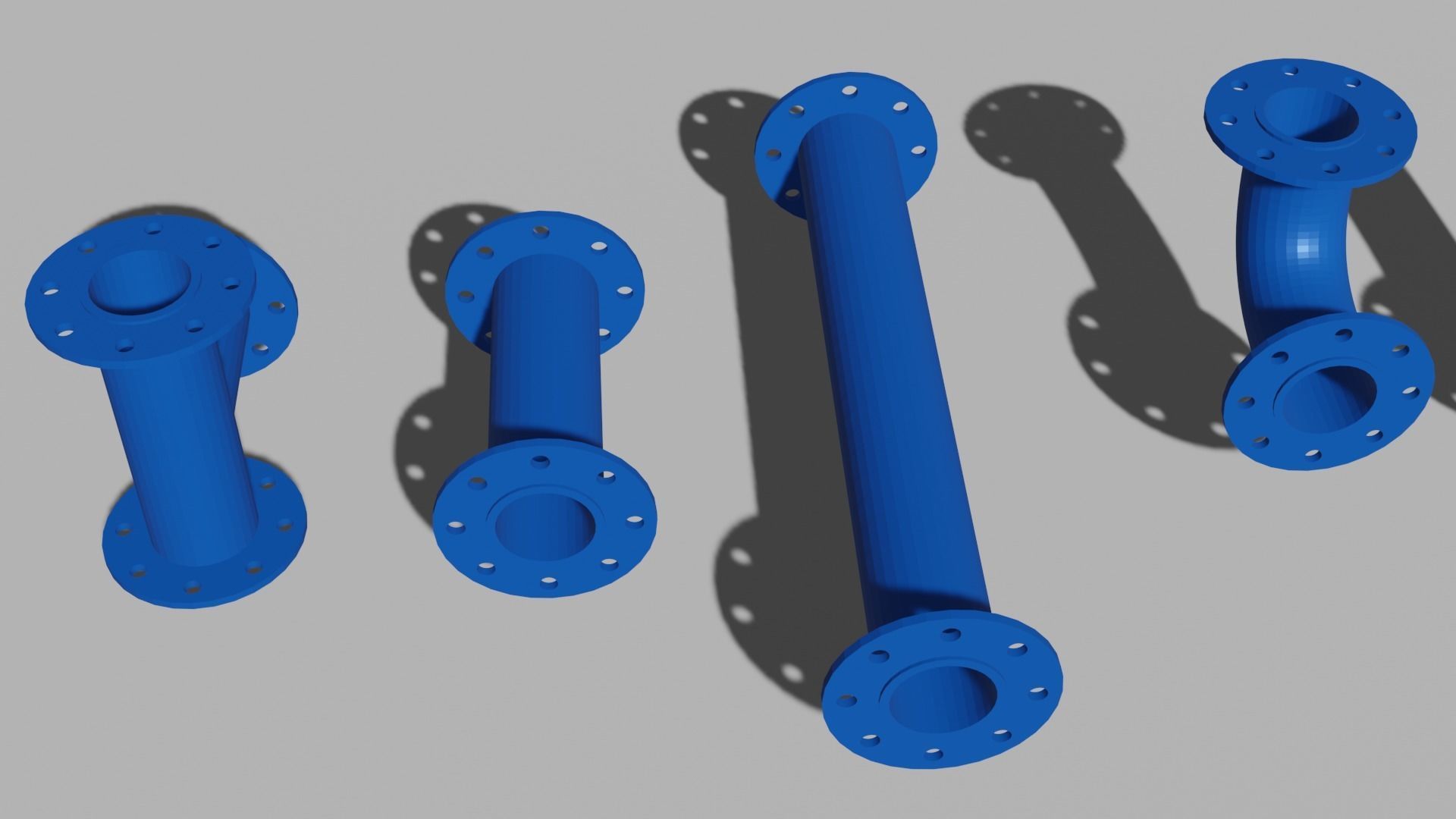 Water pipes and fittings Low-poly 3D model_4