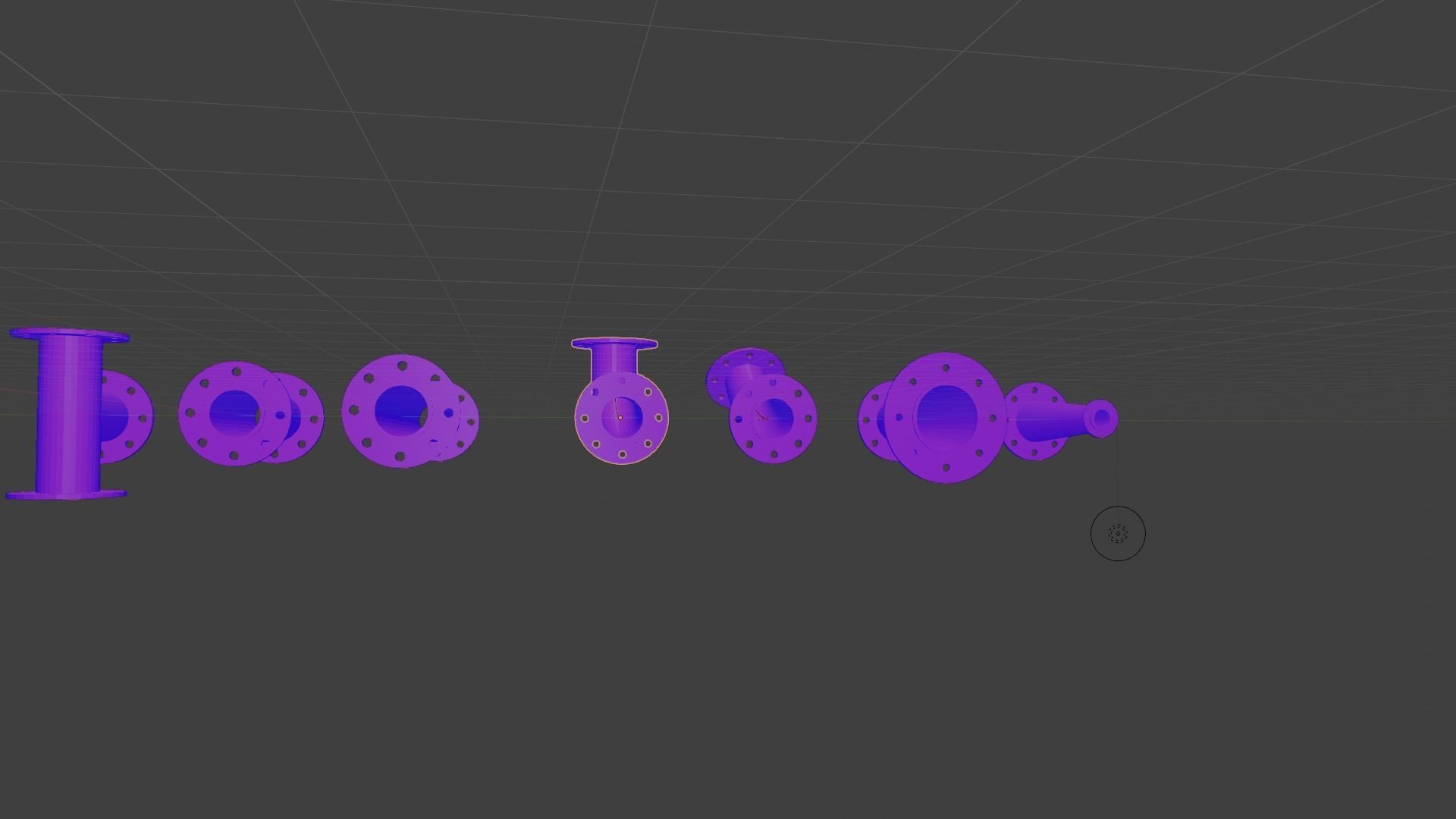 Water pipes and fittings Low-poly 3D model_15