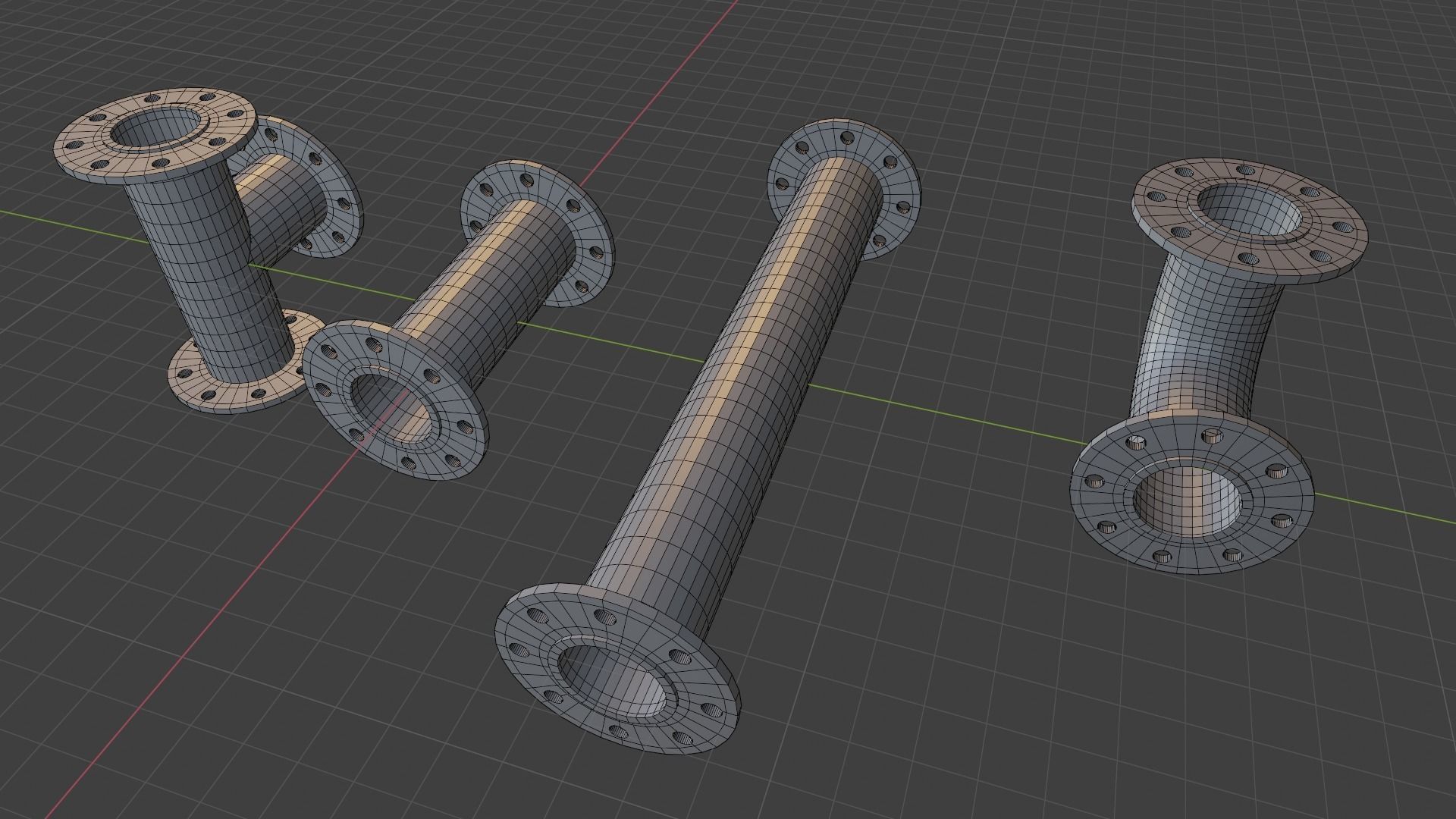 Water pipes and fittings Low-poly 3D model_10