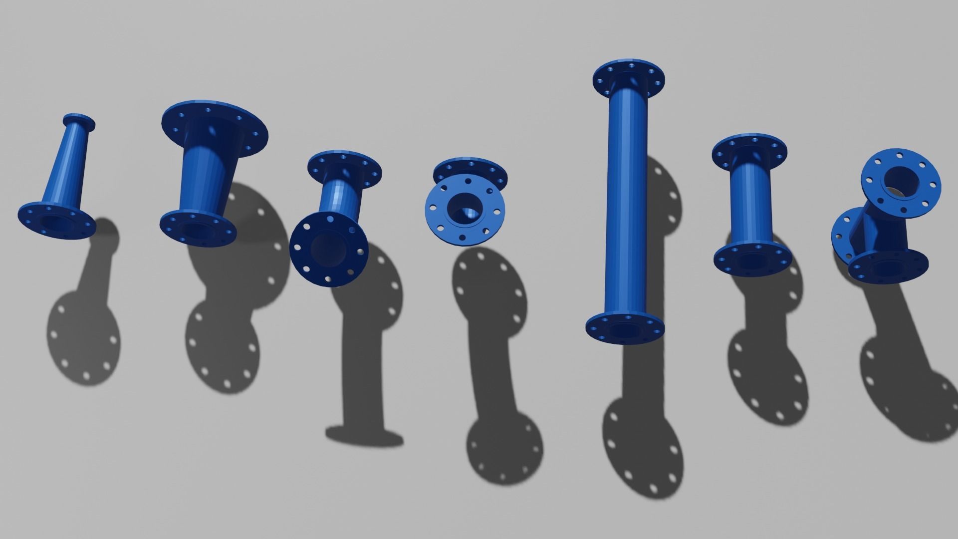 Water pipes and fittings Low-poly 3D model_2