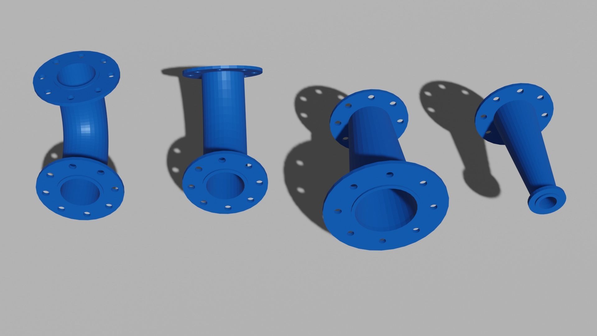 Water pipes and fittings Low-poly 3D model_3
