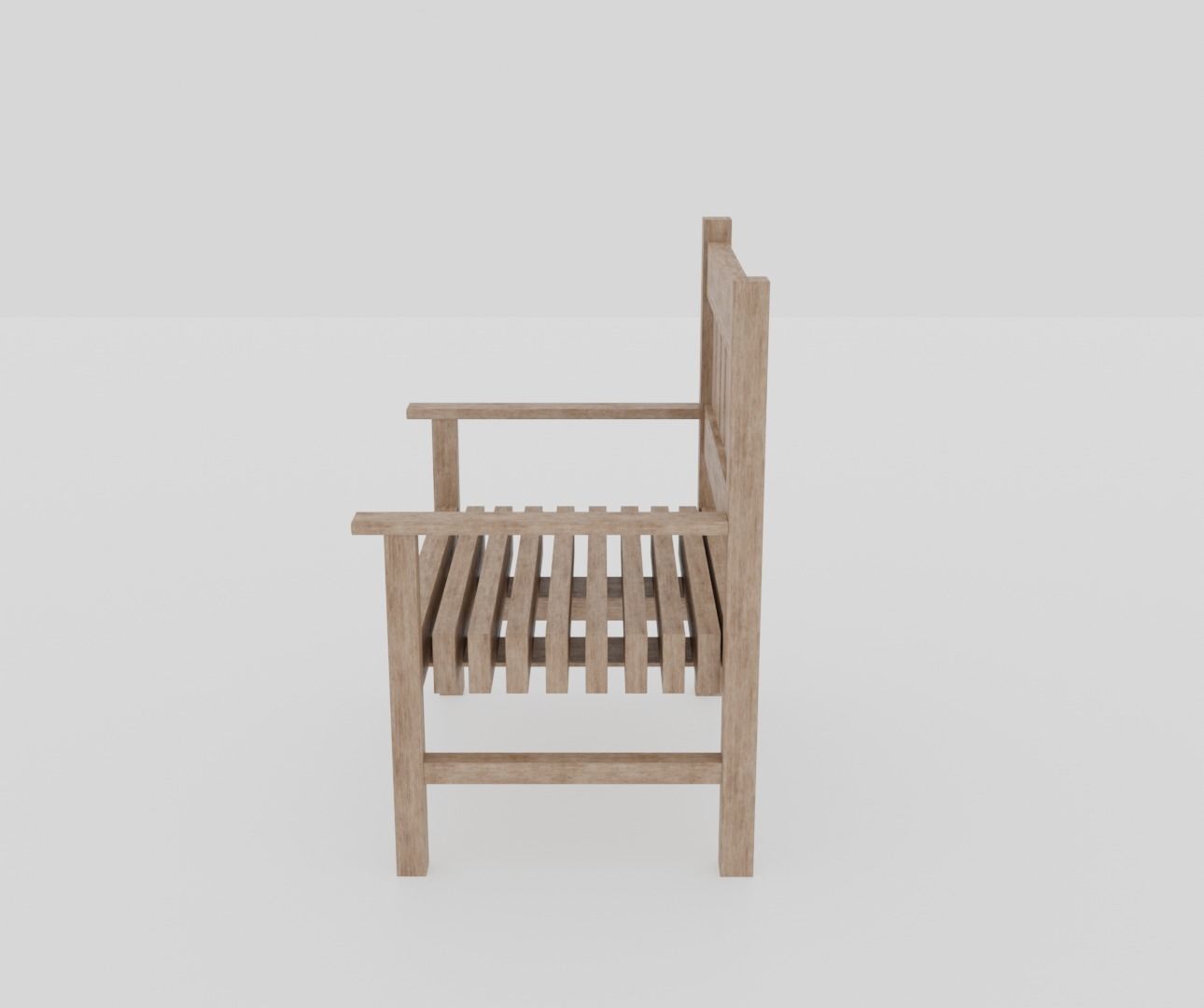 Terrace Wooden Chair Low-poly 3D model_1