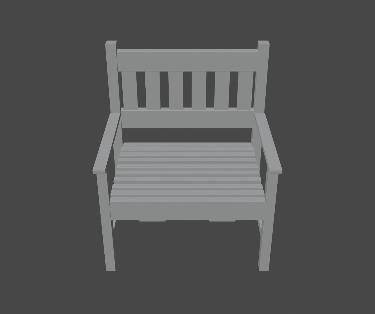 Terrace Wooden Chair Low-poly 3D model_4