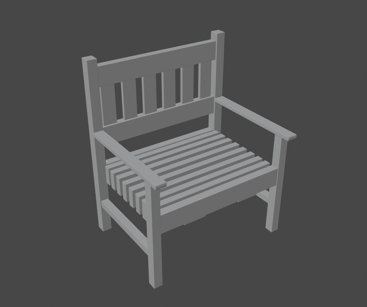 Terrace Wooden Chair Low-poly 3D model_15