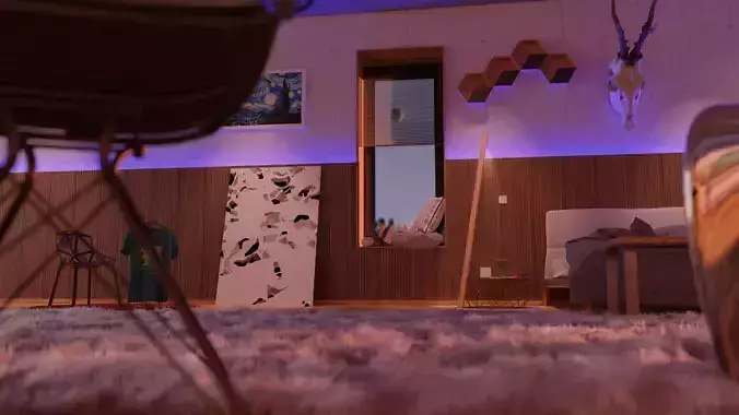 Bedroom with lighting