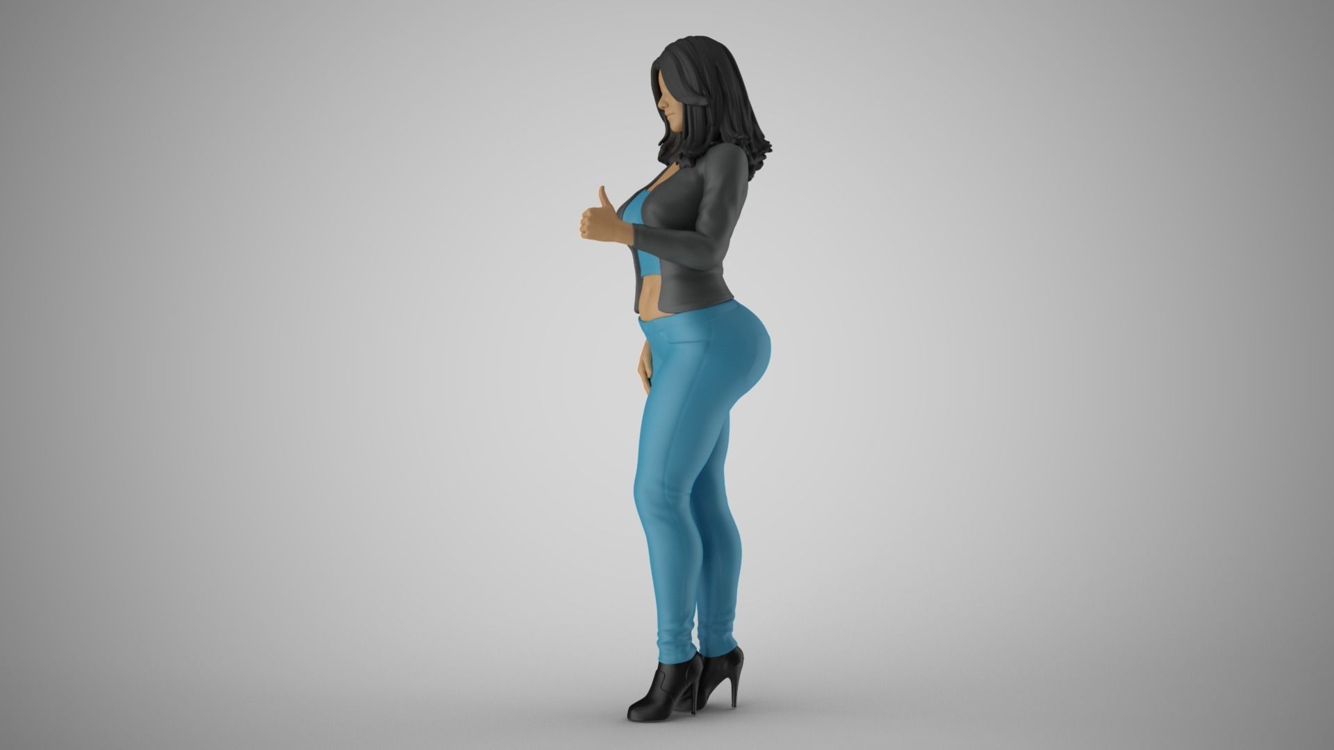 Woman Showing Thumbs Up 3D print model_10