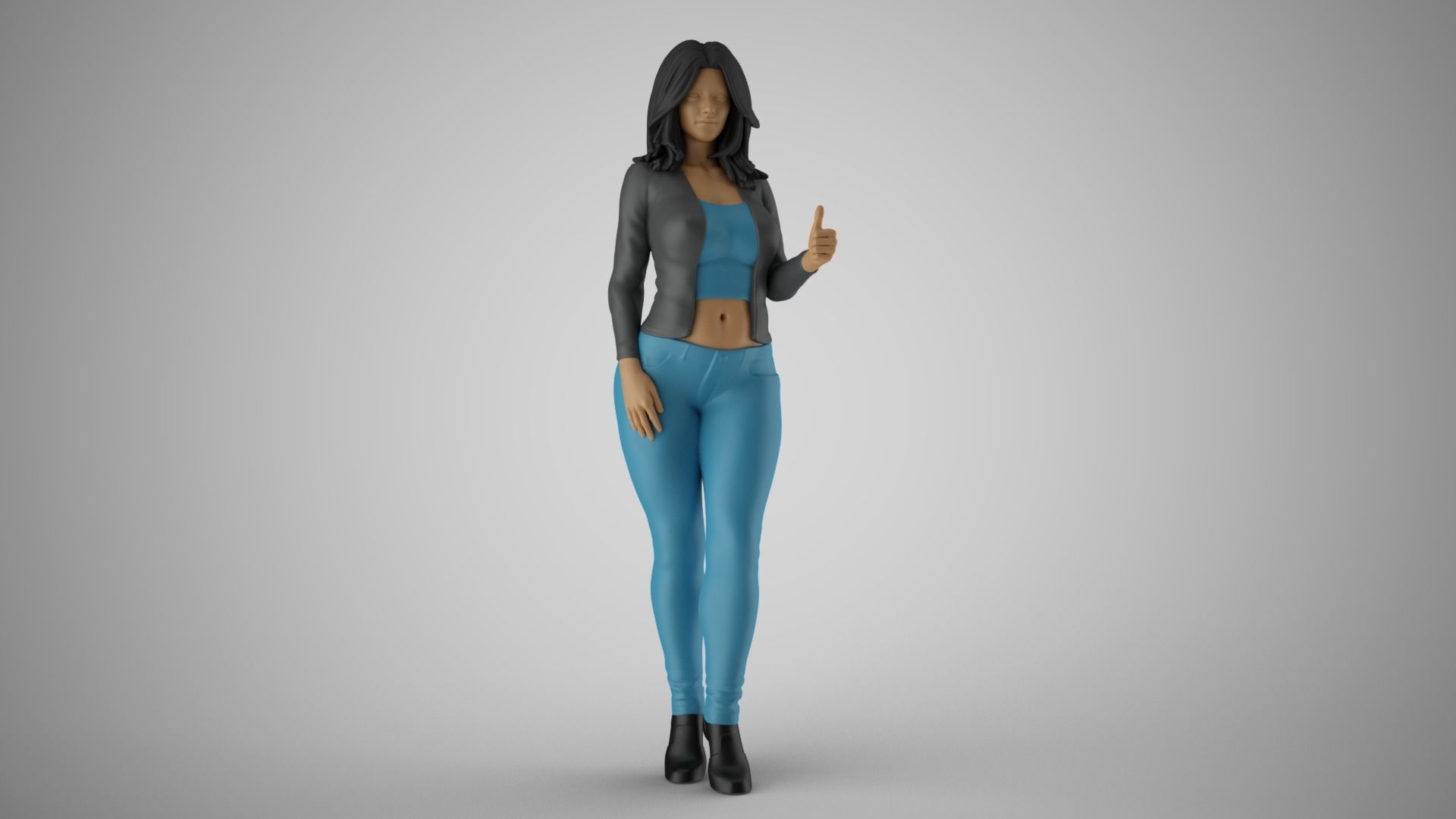 Woman Showing Thumbs Up 3D print model_4